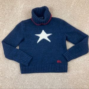 VTG Ralph Lauren Wool Silk Linen Star Sweater Sz Large